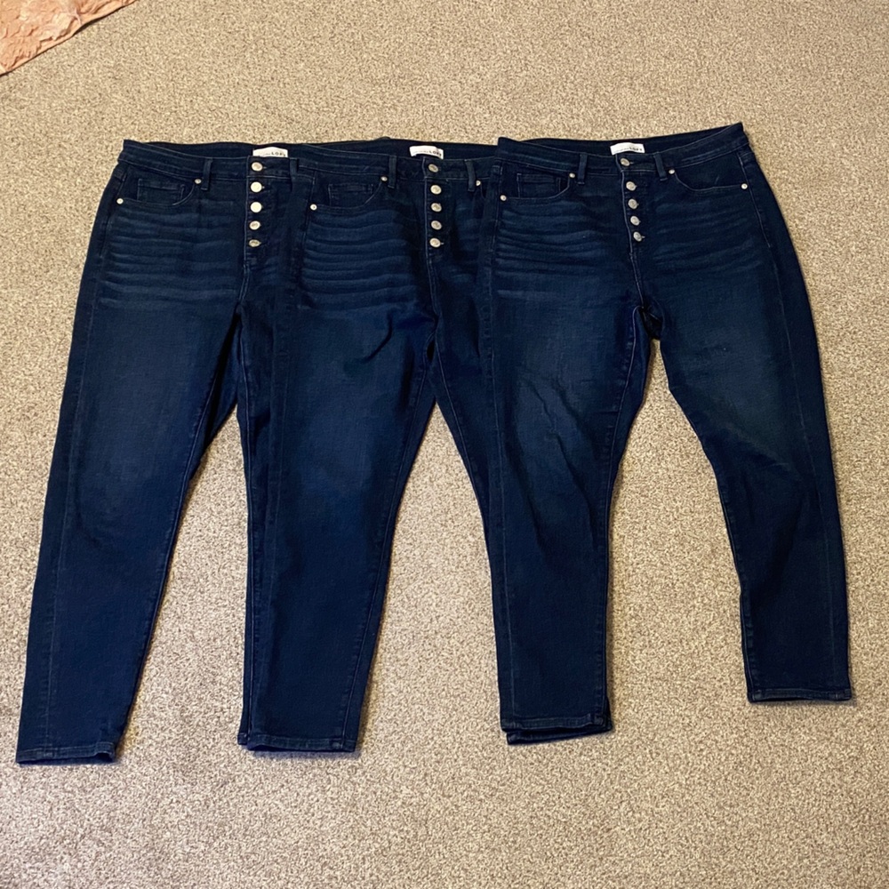 LOFT Dark Blue Women's Curvy Skinny Jeans- Size 10 (3 Pairs)
